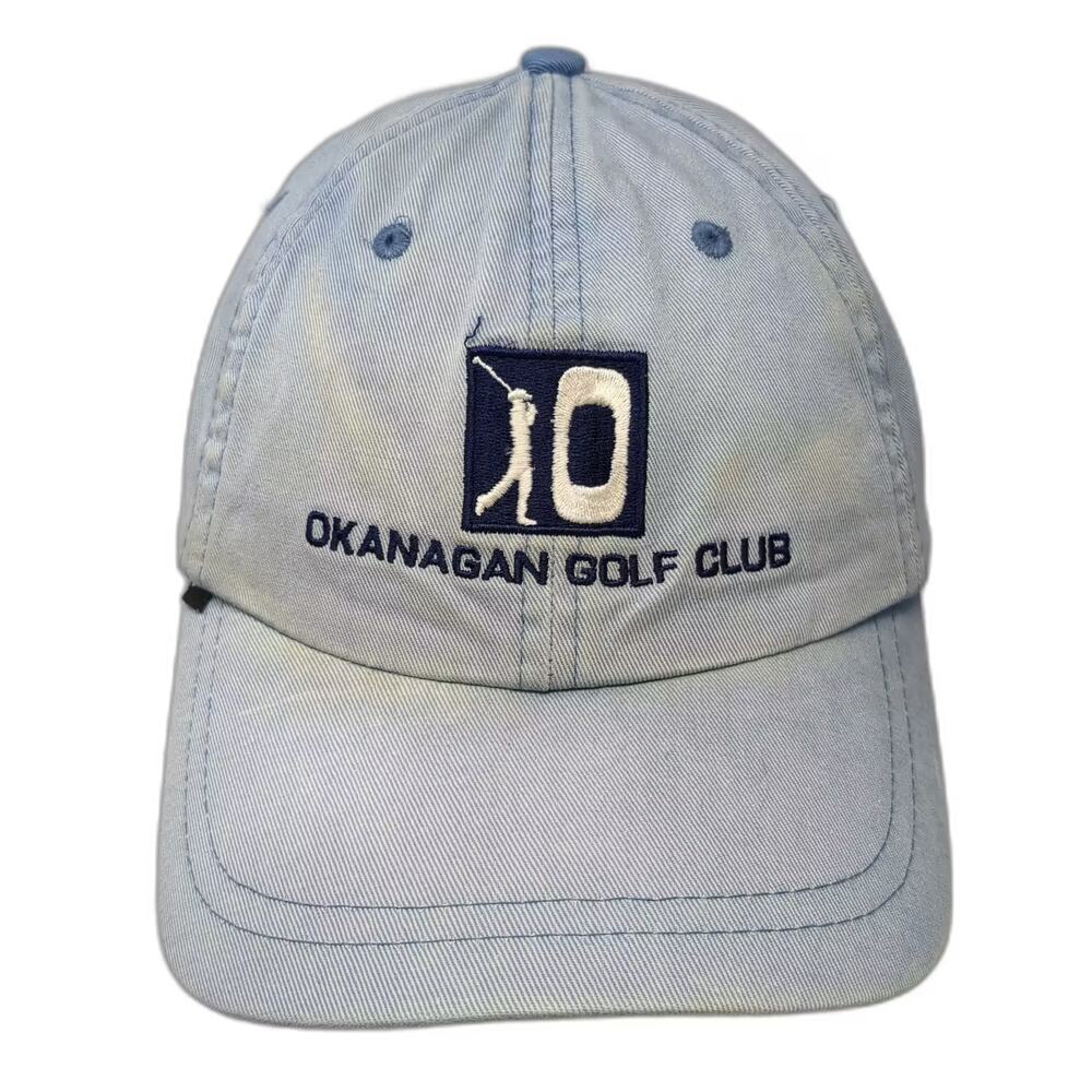 Merkley Baseball Cap Blue Okanagan Golf Club Canada OS Slideback Hat Embroidered
